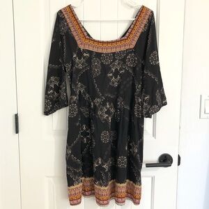 NWOT Relished Black Boho Print Short Sleeves Dress